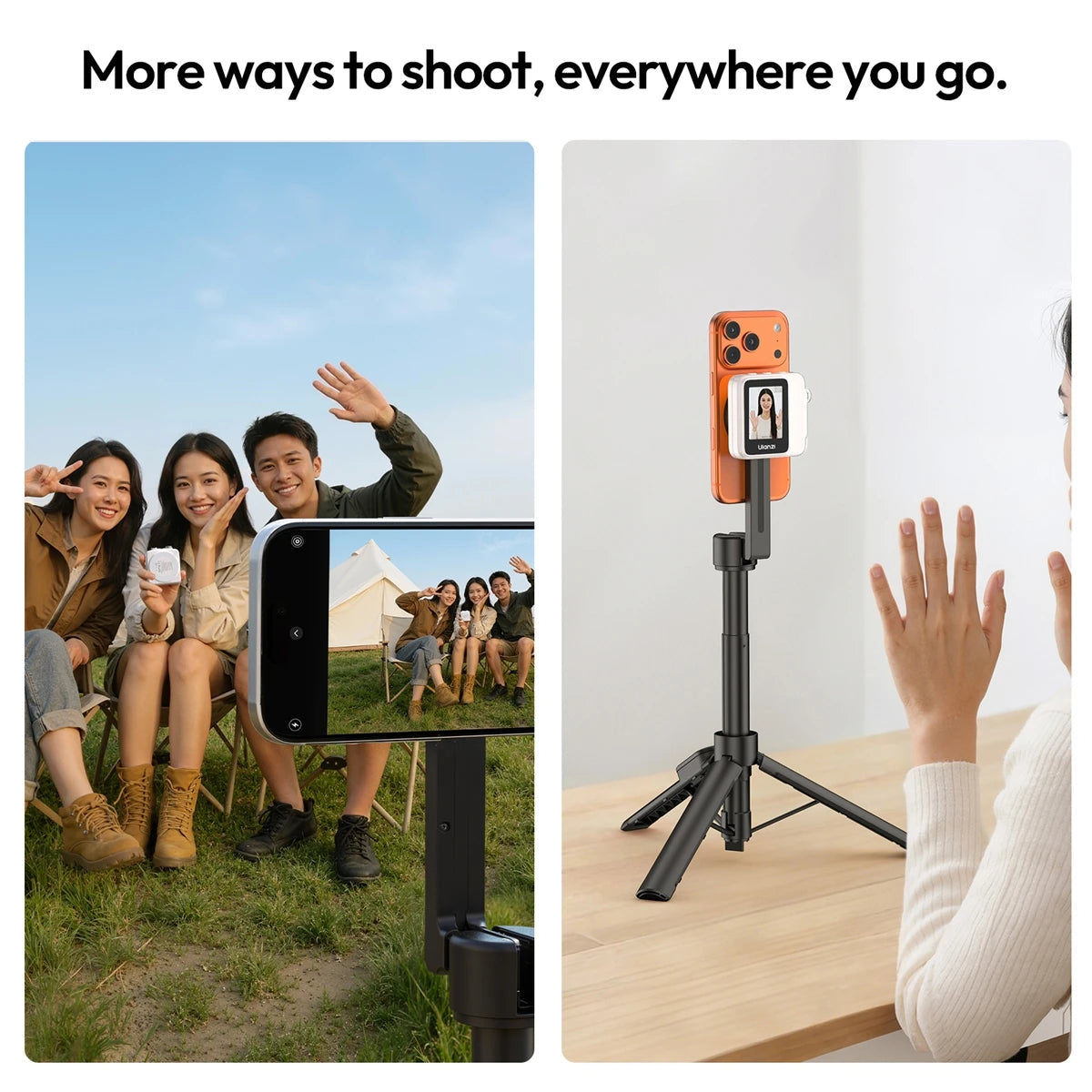 Ulanzi VM02 Selfie Monitor Screen Magnetic Mirroring for iPhone 17 16 PRO Smartphone Android Vlog with Remote Control Wireless