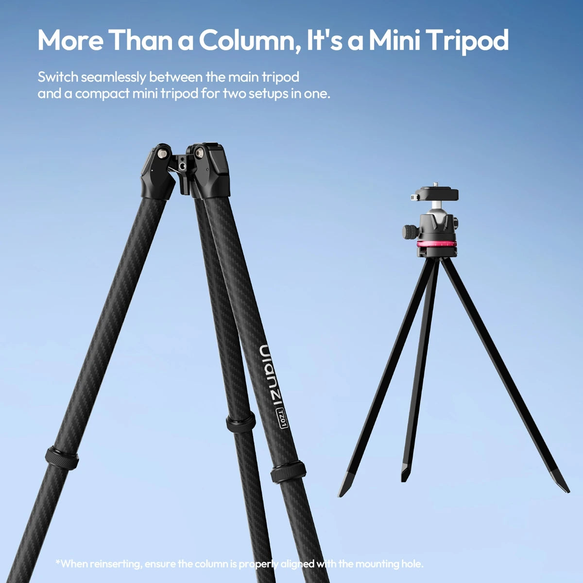 Ulanzi TZ01 Carbon Fiber Tripod Professional Lightweight Photography Travel With Quick Release Plate For DSLR Camera Canon Sony