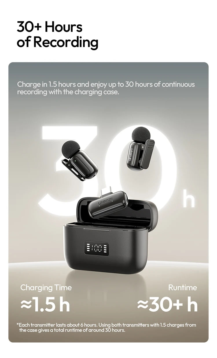 Ulanzi J12 Wireless Lavalier Microphone Audio Video Recording Mini Mic Plug Play For Smartphone Android iPhone Live Broadcast