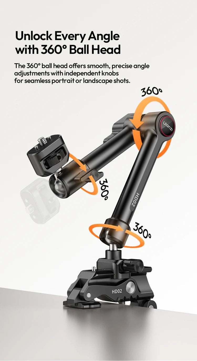 Ulanzi Magic Arm Super Clamp with 360° Mini Ball Head Quick Release Clamp Bracket Tripod Mount 1/4 Screw Clip for DSLR Camera Go