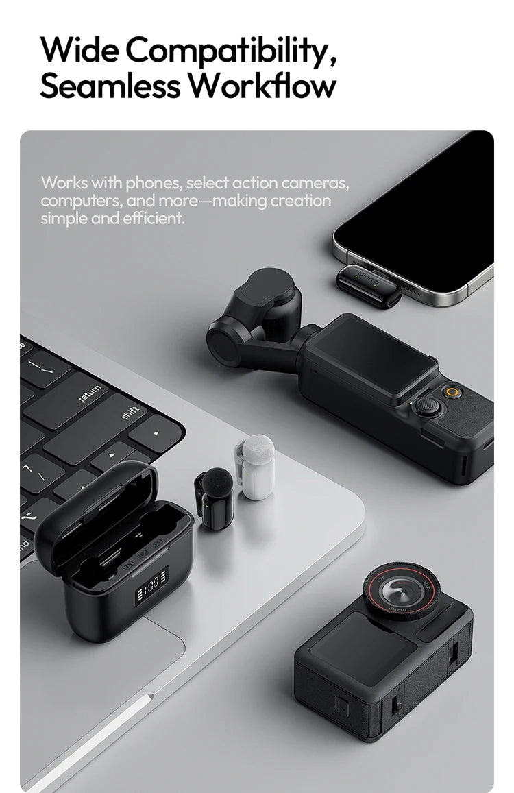 Ulanzi J12 Wireless Lavalier Microphone Audio Video Recording Mini Mic Plug Play For Smartphone Android iPhone Live Broadcast