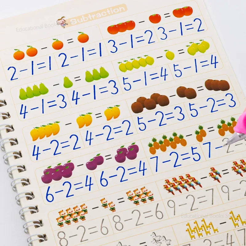 4 French Calligraphy Practice Sets, Alphabet And Number Workbook, French Beginner Activity Copybook