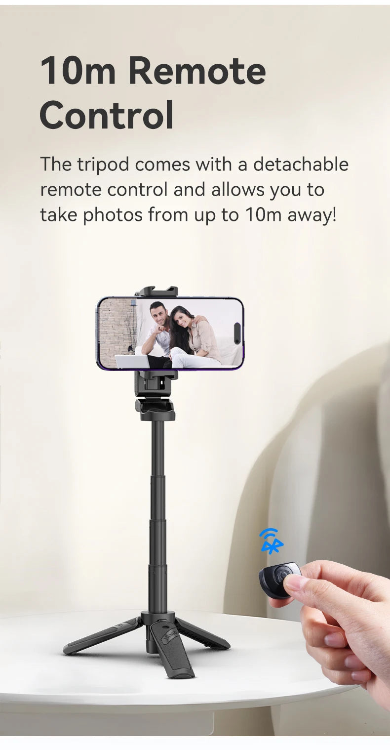 ULANZI JJ02 Selfie Stick Tripod Extendable Grip Phone Tripod with Detachable Remote 2 Cold Shoe Pocket Size Mini Phone Stand