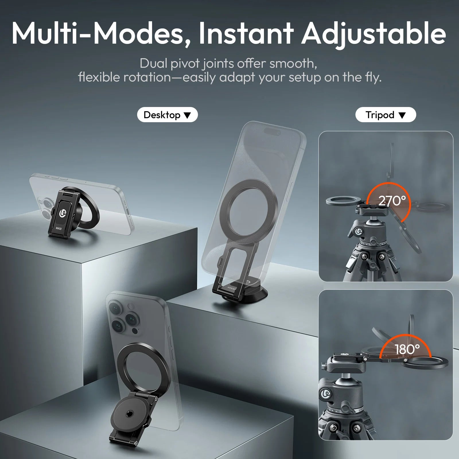 Ulanzi Magnetic Phone Holder Stand Foldable Magnet Clip Clamp Mount for Tripod Bracket Macsafe iPhone 15 14 13 12 Samsung