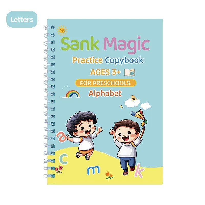 Children's Groove Control Pen Practice Calligraphy, English Alphanumeric Mathematical Drawing, Training Exercise Book