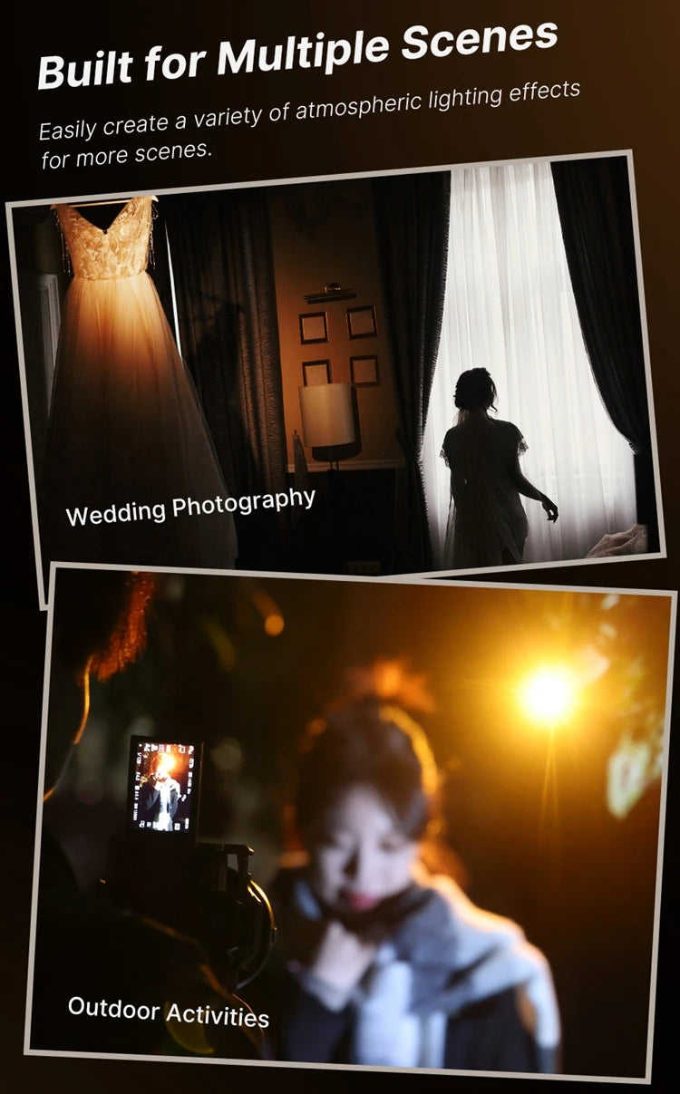 Ulanzi LM07 LED Videography Flashlight Fill Light Creative Multicolor Spotlight Zoom Portrait Atmosphere Photography Sunset Lamp