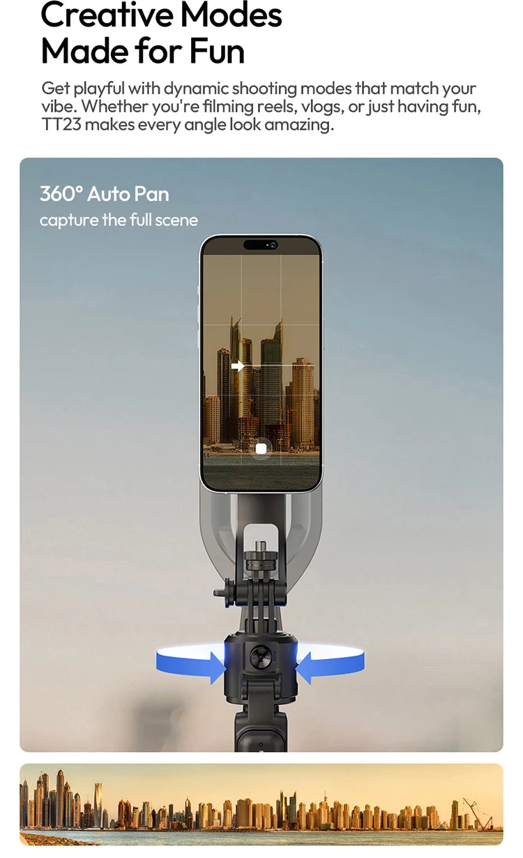 Ulanzi Magnetic Auto-Tracking Selfie Stick Tripod Compact Foldable Control Al-Powered Focus 360°Auto Smart Face Tracking