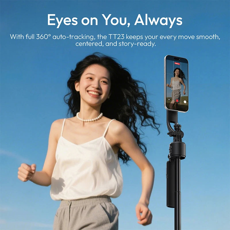 Ulanzi Magnetic Auto-Tracking Selfie Stick Tripod Compact Foldable Control Al-Powered Focus 360°Auto Smart Face Tracking
