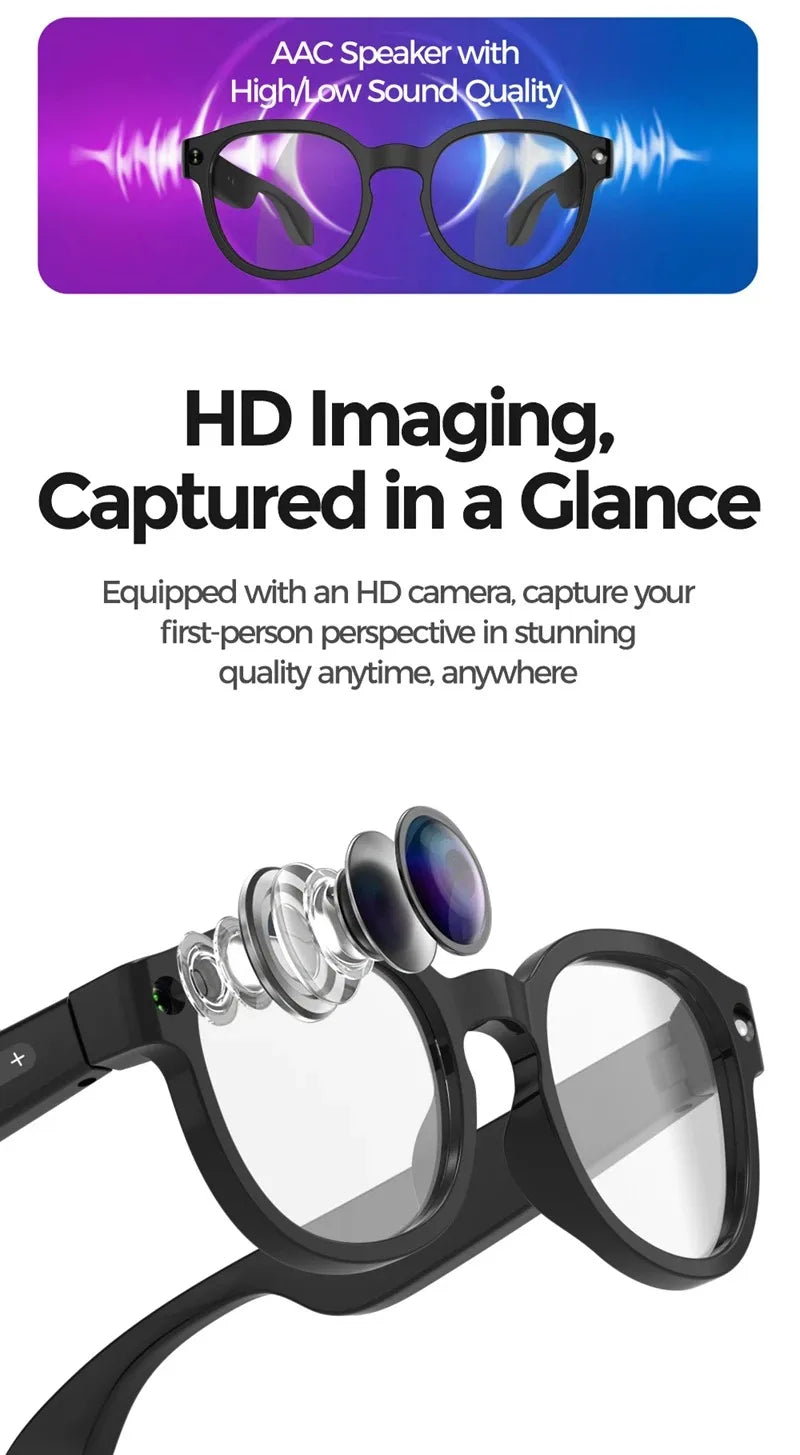 AI Smart Glasses  8MP HD Camera 4K Shooting