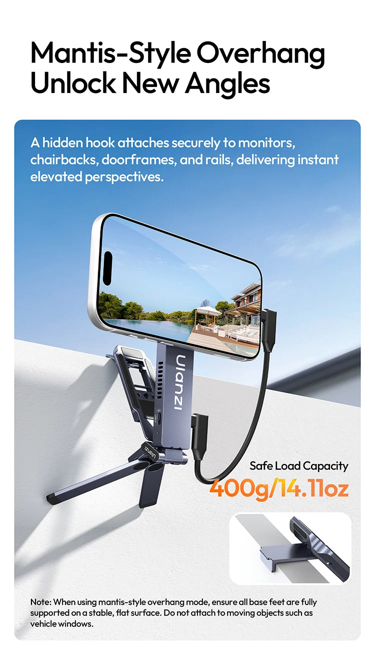 ULANZI MA58 Magnetic Phone Tripod for iPhone with Hard Drive Enclosure Uka Arca-Swiss Mount, 1/4" Mount, Fits SSD 2230/2242