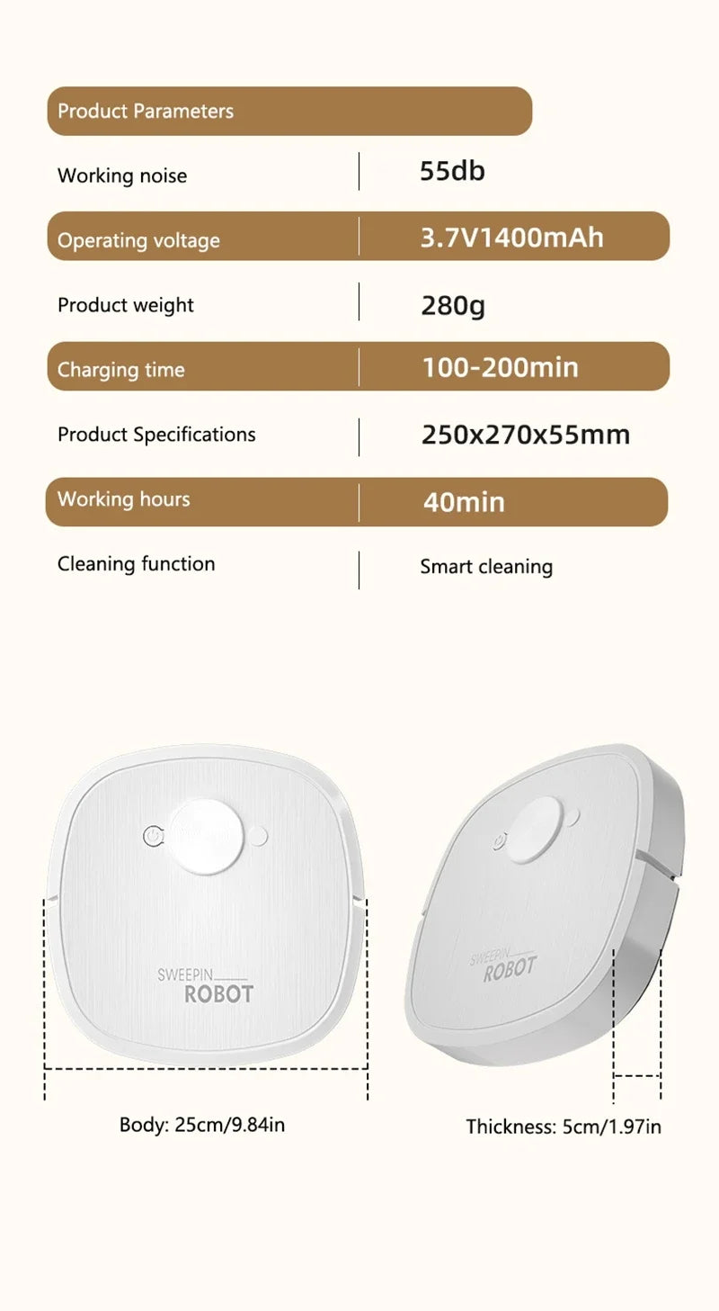 New 3-in-1 Robot Vacuum Cleaner USB Charging Home Fully Automatic Sweep Robot Integrated Sweep suction mopping &Sterilization