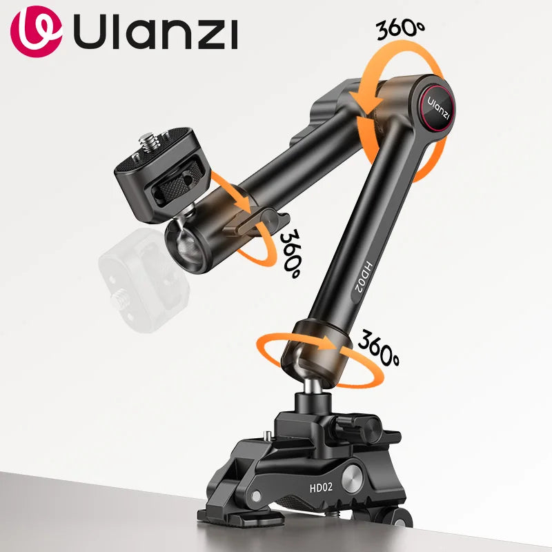 Ulanzi Magic Arm Super Clamp with 360° Mini Ball Head Quick Release Clamp Bracket Tripod Mount 1/4 Screw Clip for DSLR Camera Go