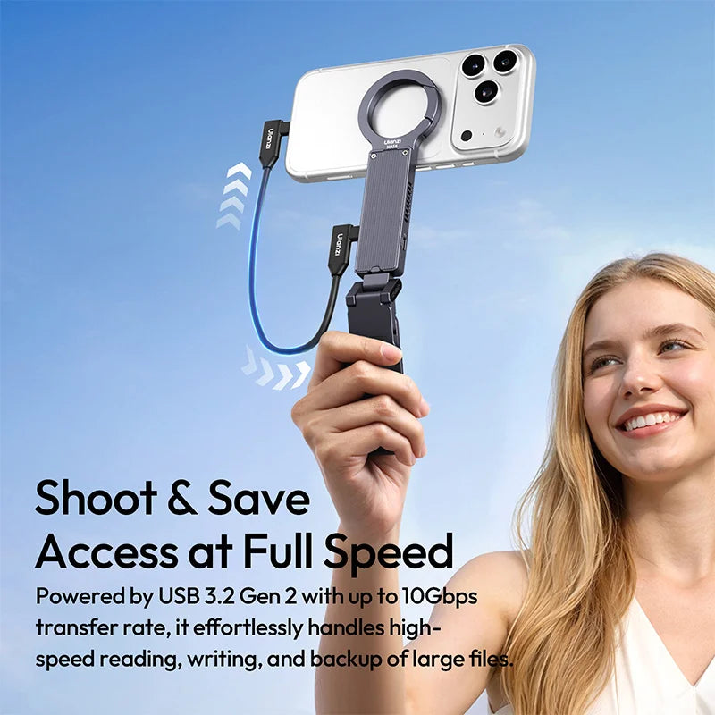 ULANZI MA58 Magnetic Phone Tripod for iPhone with Hard Drive Enclosure Uka Arca-Swiss Mount, 1/4" Mount, Fits SSD 2230/2242