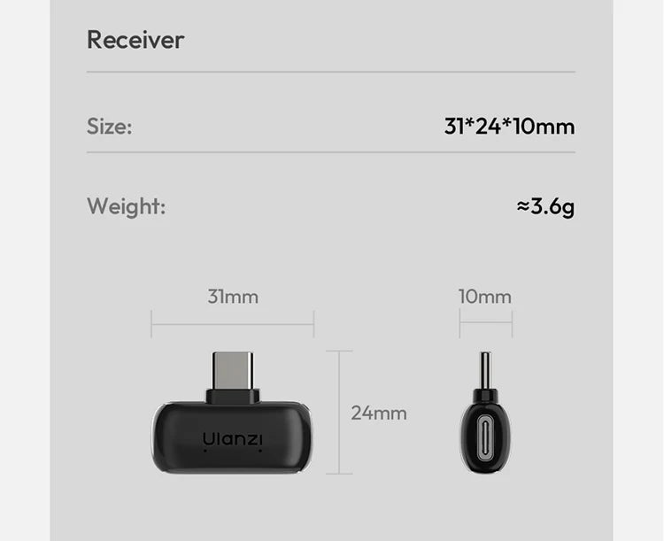 Ulanzi J12 Wireless Lavalier Microphone Audio Video Recording Mini Mic Plug Play For Smartphone Android iPhone Live Broadcast