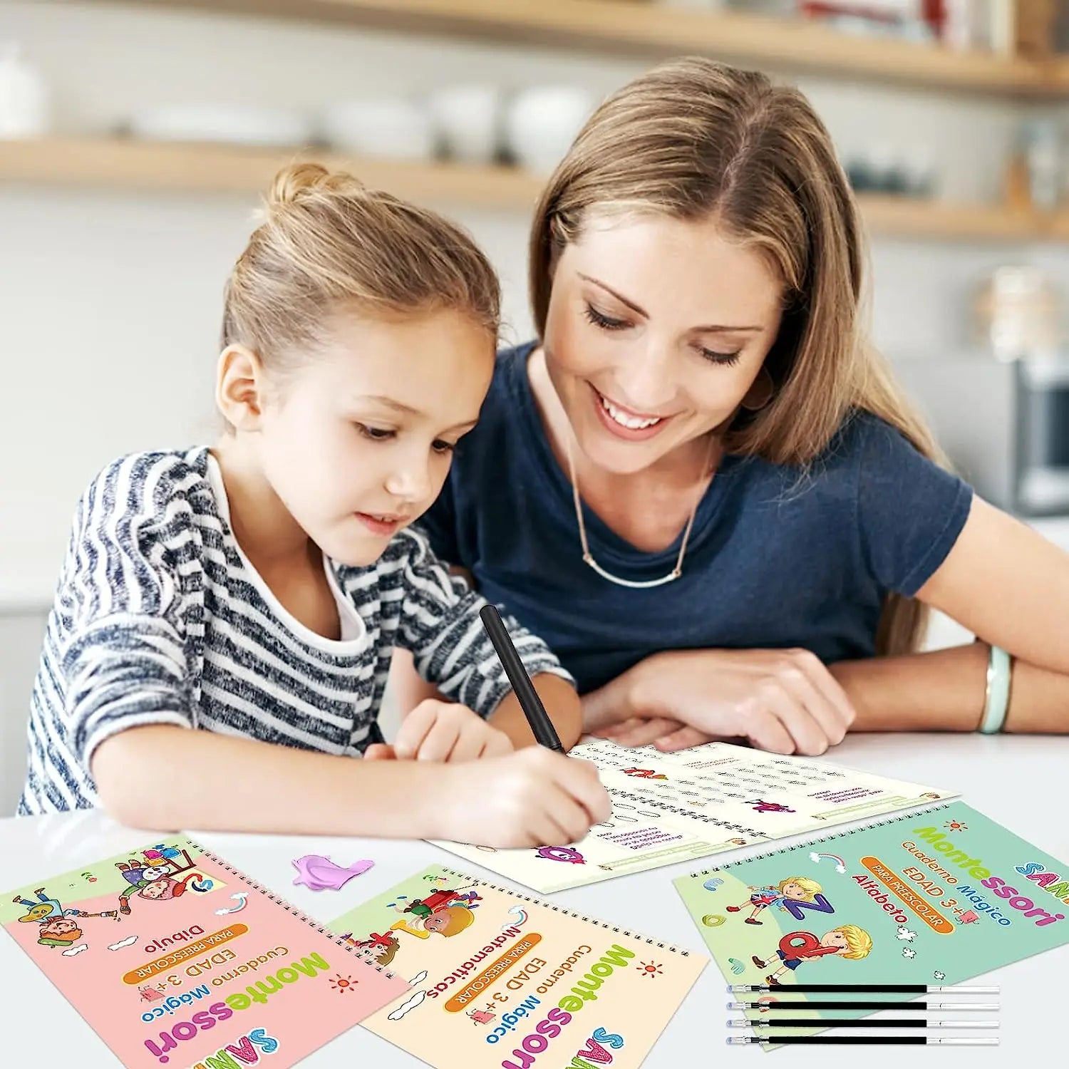 4 Books Montessori Magic Writing Book in Spanish Copybook Drawing Notebook Kids Learning Children Chinese Painting