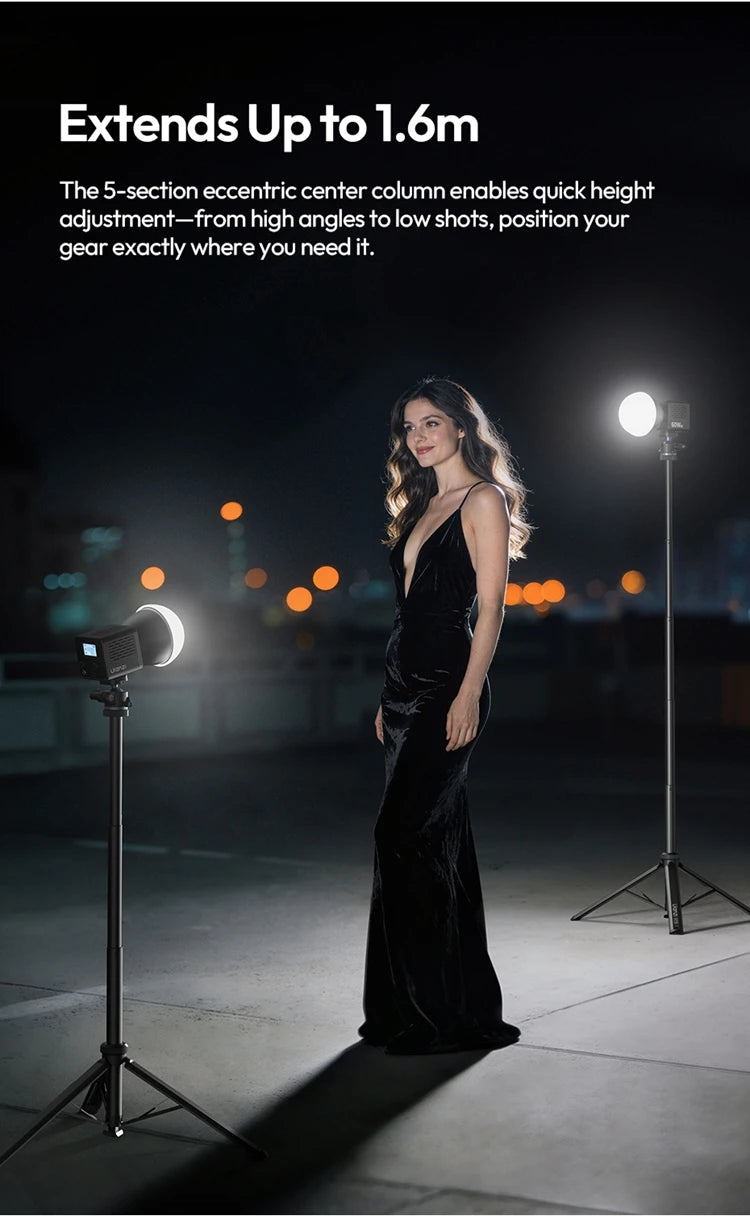 Ulanzi MT93 1.6M Camera Phone Light Stand Aluminum Alloy Portable Auto-Open Tripod with Uka 360° Ball Head Quick Release Plate
