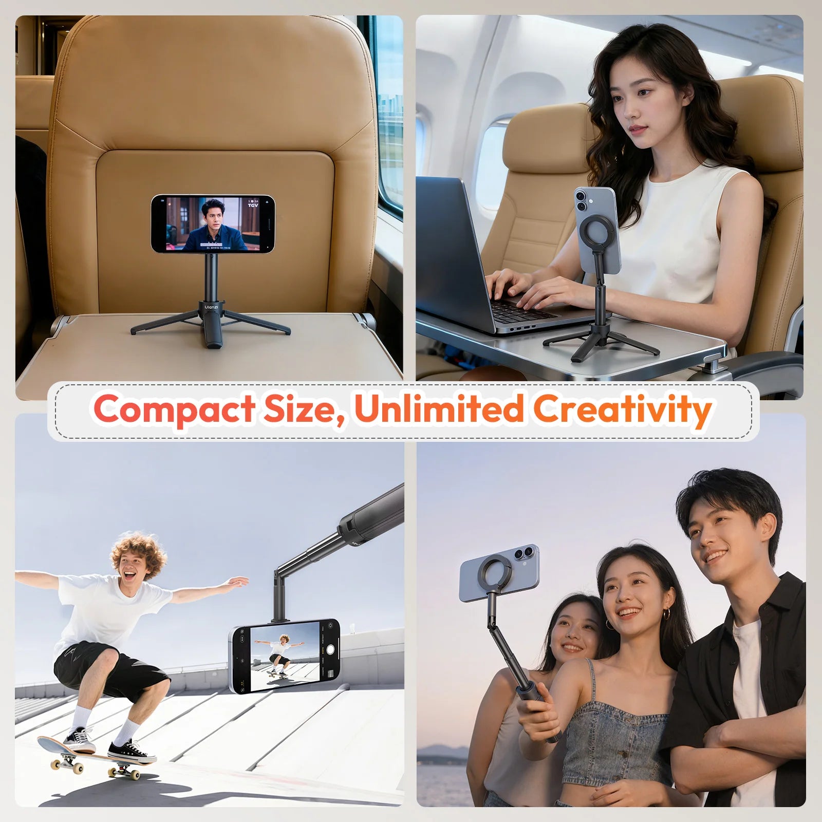 Ulanzi MT71 2 in1 Magnetic Mini Selfie Stick Desktop Tripod Stand for Iphone 17 16 15 Pro Max Android 180° Adjustable for Tiktok