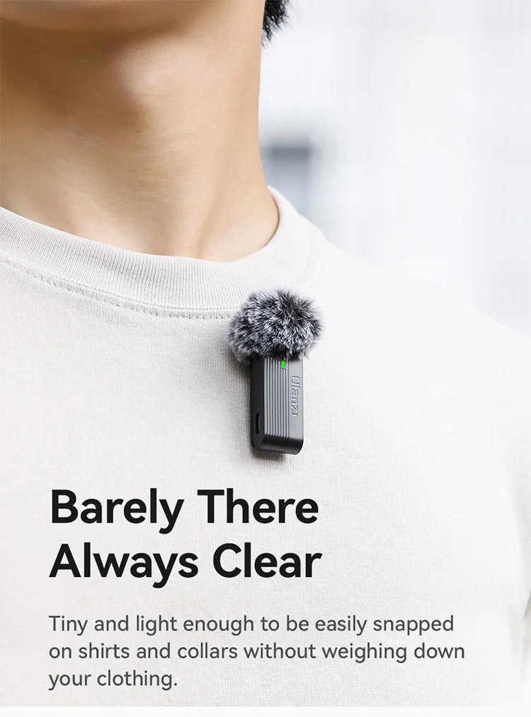 Ulanzi A100 Microphone Smartphone Wireless Lavalier Mic for iPhone 16 15 12 Xiaomi Samsung Dji Action 5 4 3 2 OSMO Pocket 3 SONY