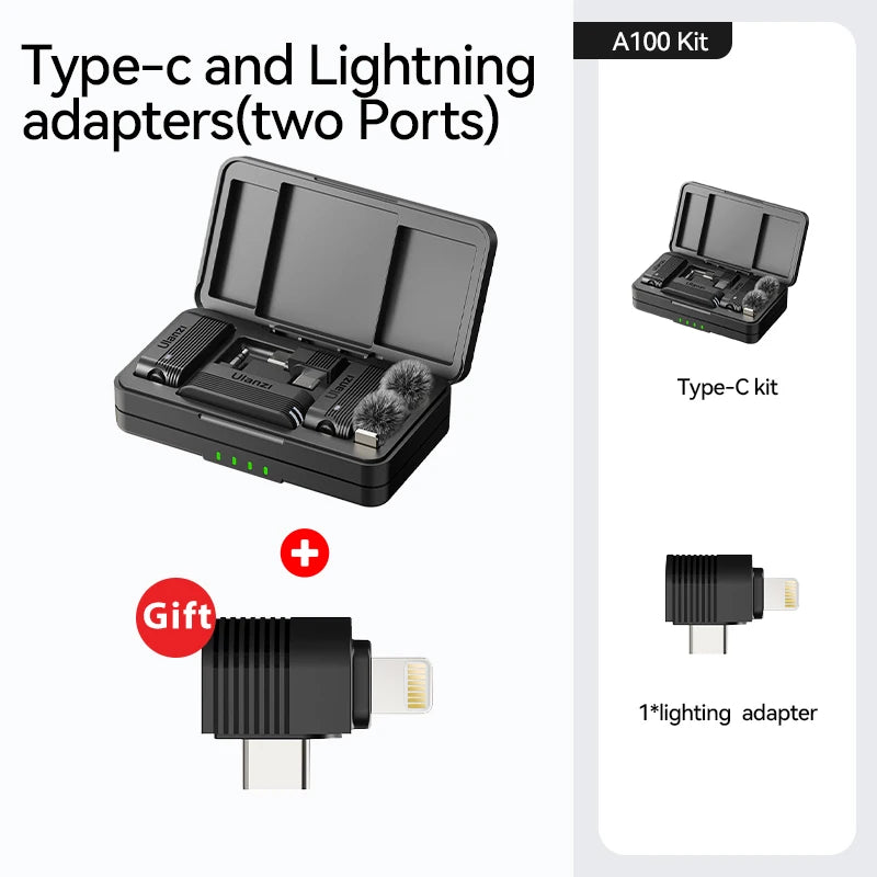 Ulanzi A100 Microphone Smartphone Wireless Lavalier Mic for iPhone 16 15 12 Xiaomi Samsung Dji Action 5 4 3 2 OSMO Pocket 3 SONY