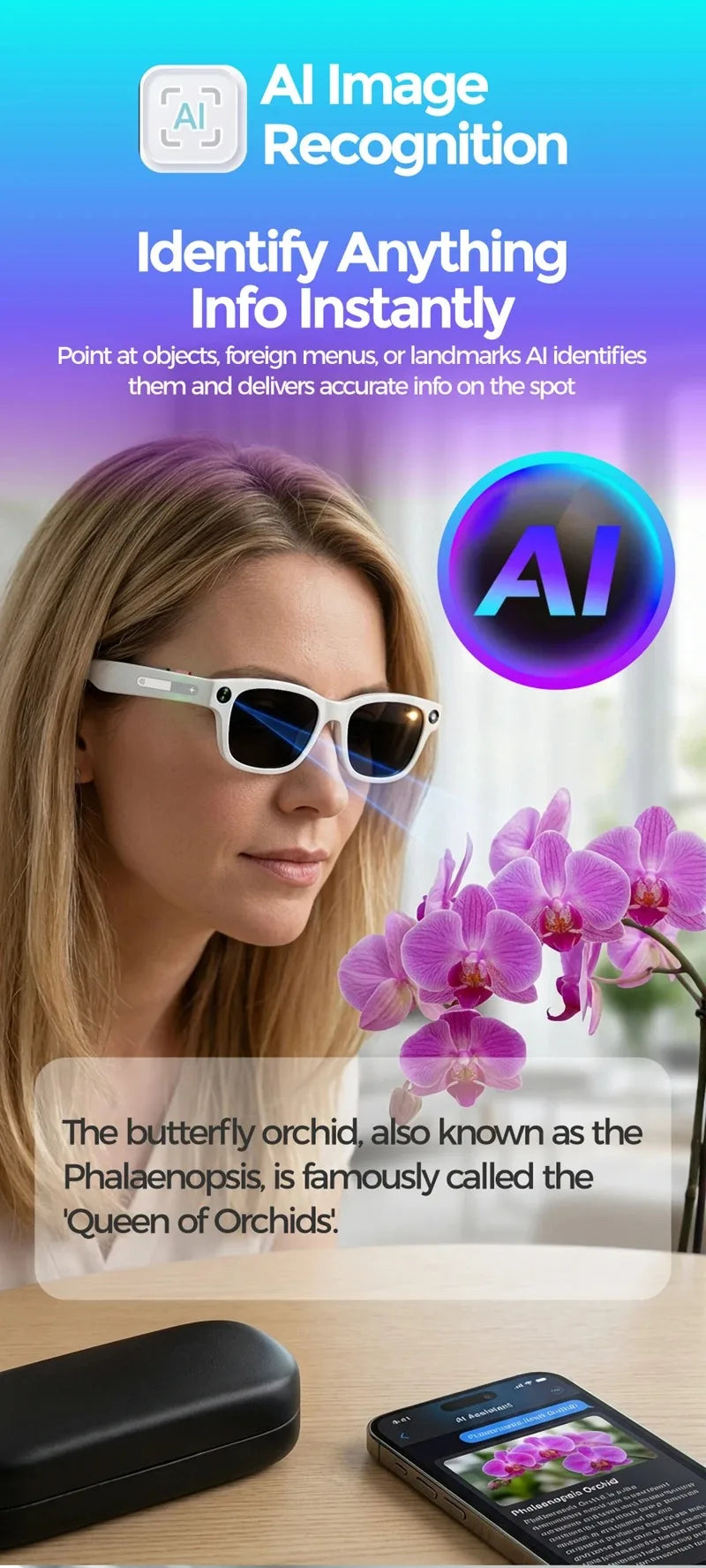 AI Smart Glasses  8MP HD Camera 4K Shooting