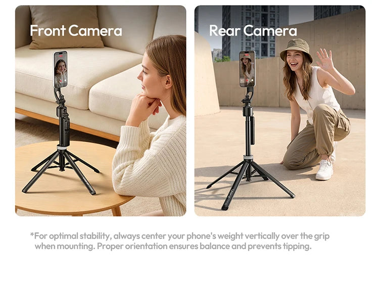 Ulanzi Magnetic Auto-Tracking Selfie Stick Tripod Compact Foldable Control Al-Powered Focus 360°Auto Smart Face Tracking