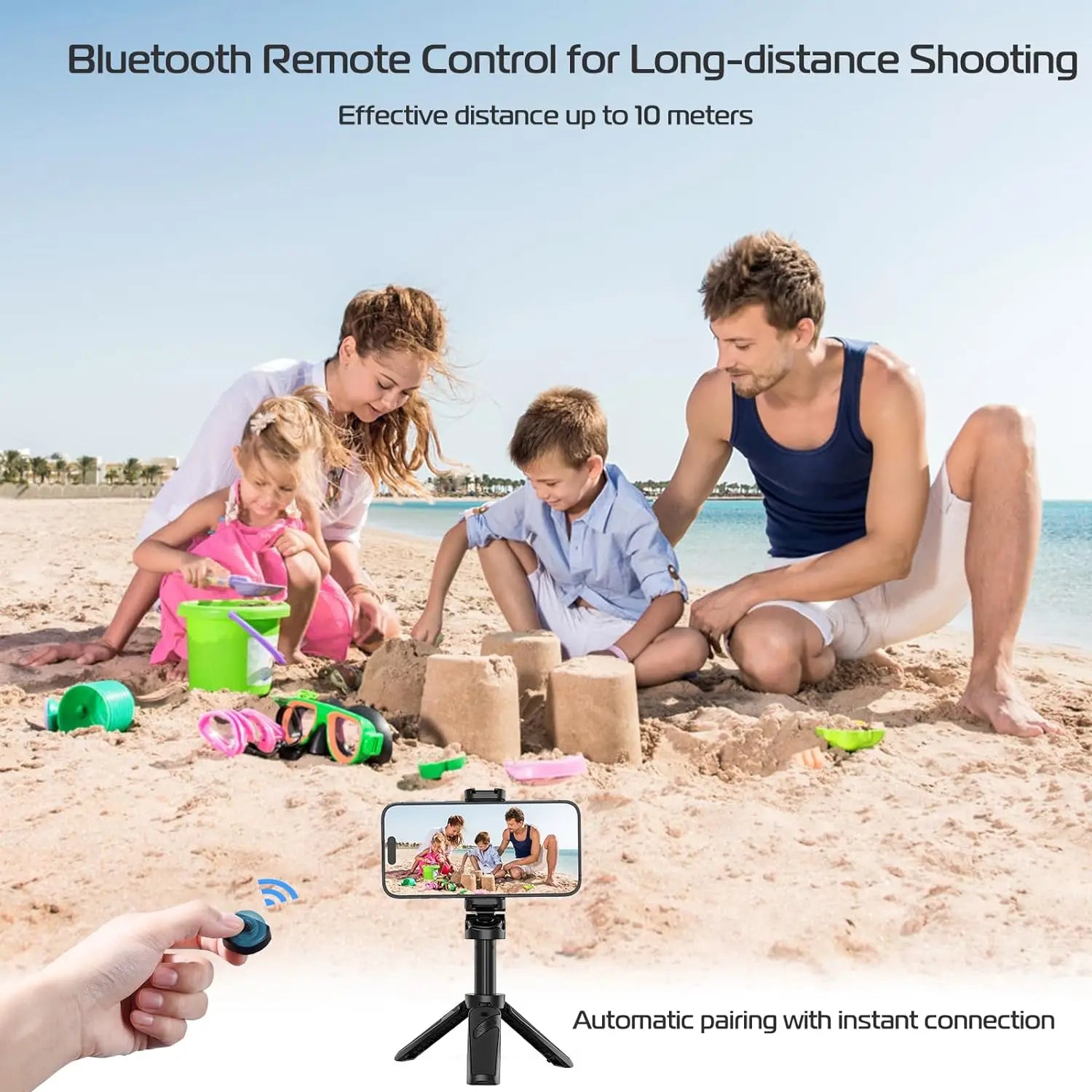 ULANZI JJ02 Selfie Stick Tripod Extendable Grip Phone Tripod with Detachable Remote 2 Cold Shoe Pocket Size Mini Phone Stand