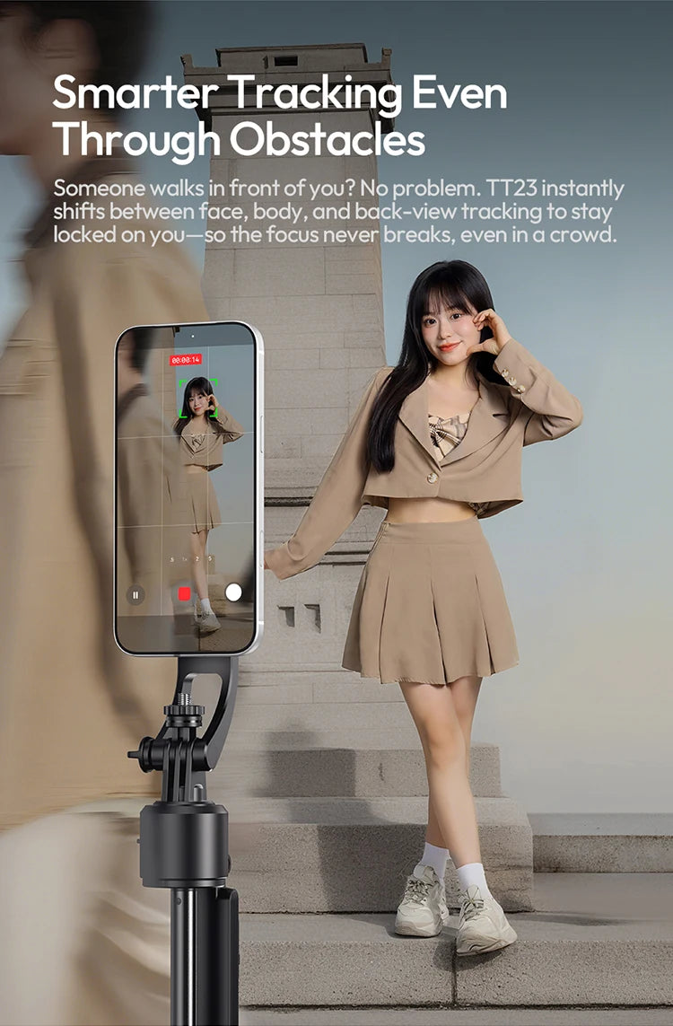 Ulanzi Magnetic Auto-Tracking Selfie Stick Tripod Compact Foldable Control Al-Powered Focus 360°Auto Smart Face Tracking
