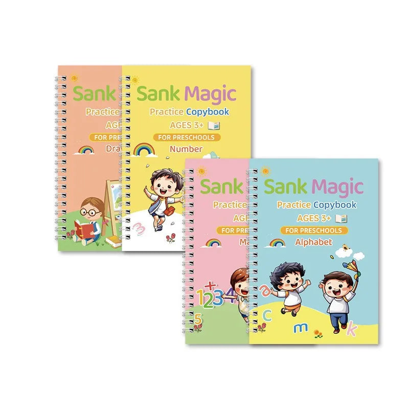 Children's Groove Control Pen Practice Calligraphy, English Alphanumeric Mathematical Drawing, Training Exercise Book