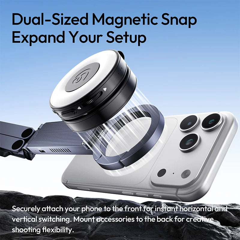 ULANZI MA58 Magnetic Phone Tripod for iPhone with Hard Drive Enclosure Uka Arca-Swiss Mount, 1/4" Mount, Fits SSD 2230/2242