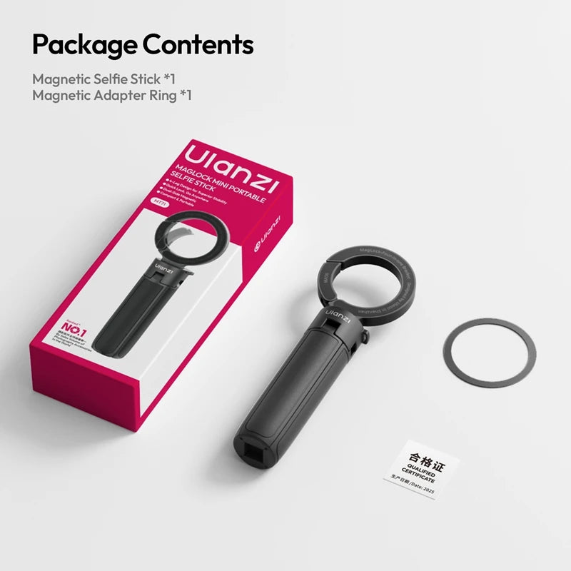 Ulanzi MT71 2 in1 Magnetic Mini Selfie Stick Desktop Tripod Stand for Iphone 17 16 15 Pro Max Android 180° Adjustable for Tiktok