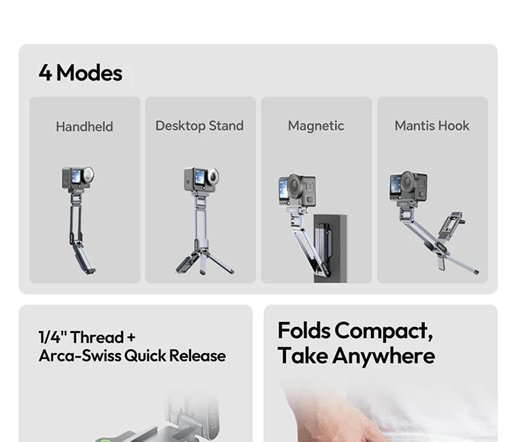 Ulanzi Stand Tripod for DJI OSMO Action 6 5 Nano Magnetic Mini Light Weight Mantis Hook Desktop Action Camera Accessories