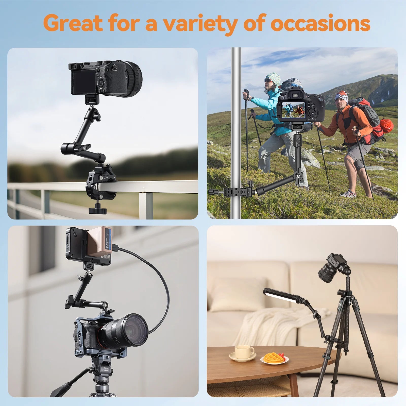 Ulanzi Magic Arm Super Clamp with 360° Mini Ball Head Quick Release Clamp Bracket Tripod Mount 1/4 Screw Clip for DSLR Camera Go