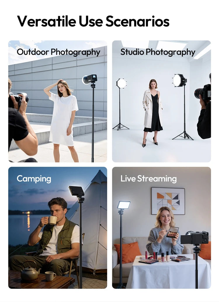 Ulanzi MT93 1.6M Camera Phone Light Stand Aluminum Alloy Portable Auto-Open Tripod with Uka 360° Ball Head Quick Release Plate