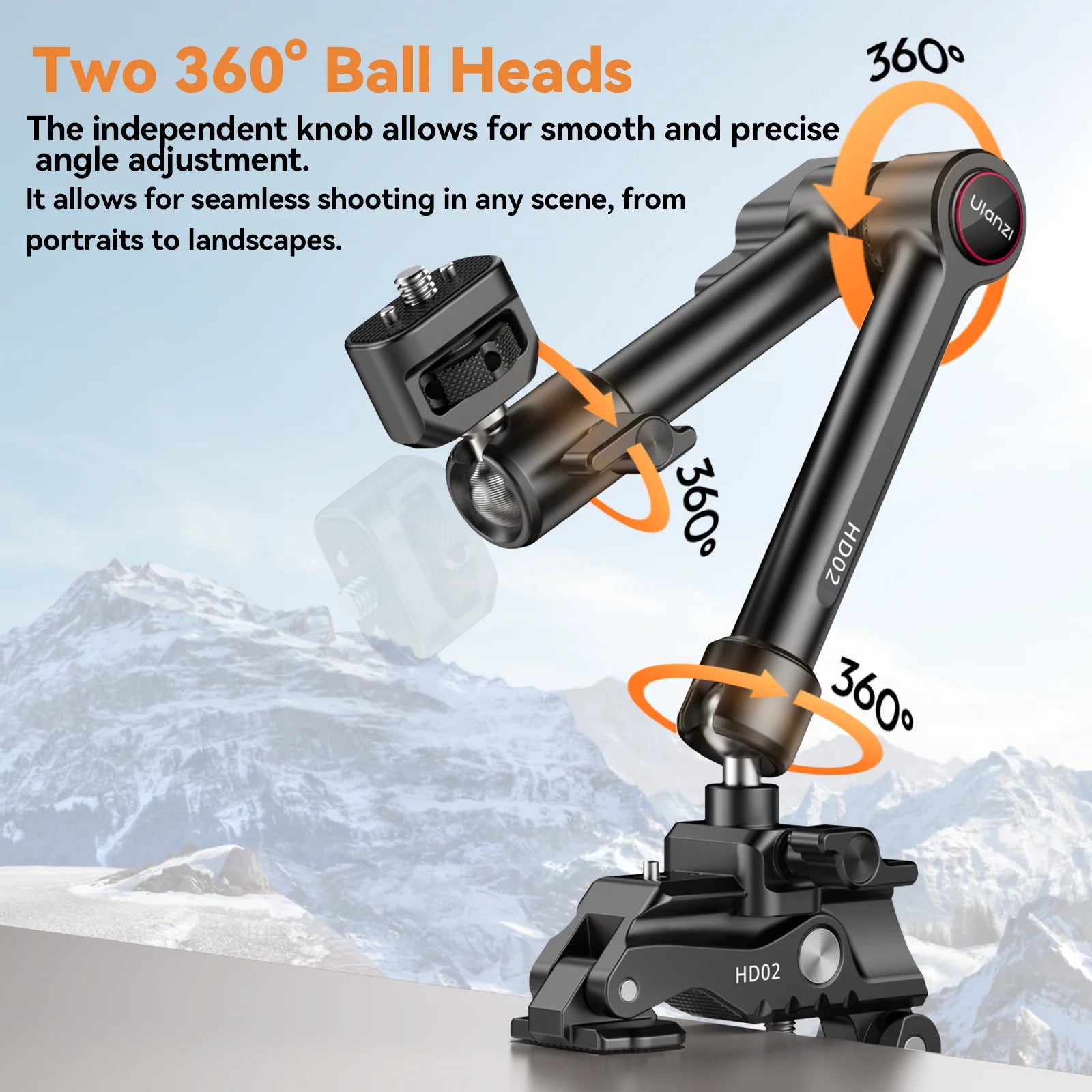 Ulanzi Magic Arm Super Clamp with 360° Mini Ball Head Quick Release Clamp Bracket Tripod Mount 1/4 Screw Clip for DSLR Camera Go