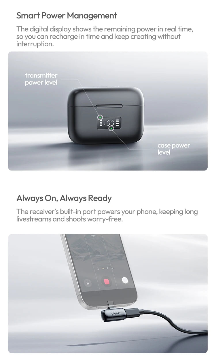Ulanzi J12 Wireless Lavalier Microphone Audio Video Recording Mini Mic Plug Play For Smartphone Android iPhone Live Broadcast