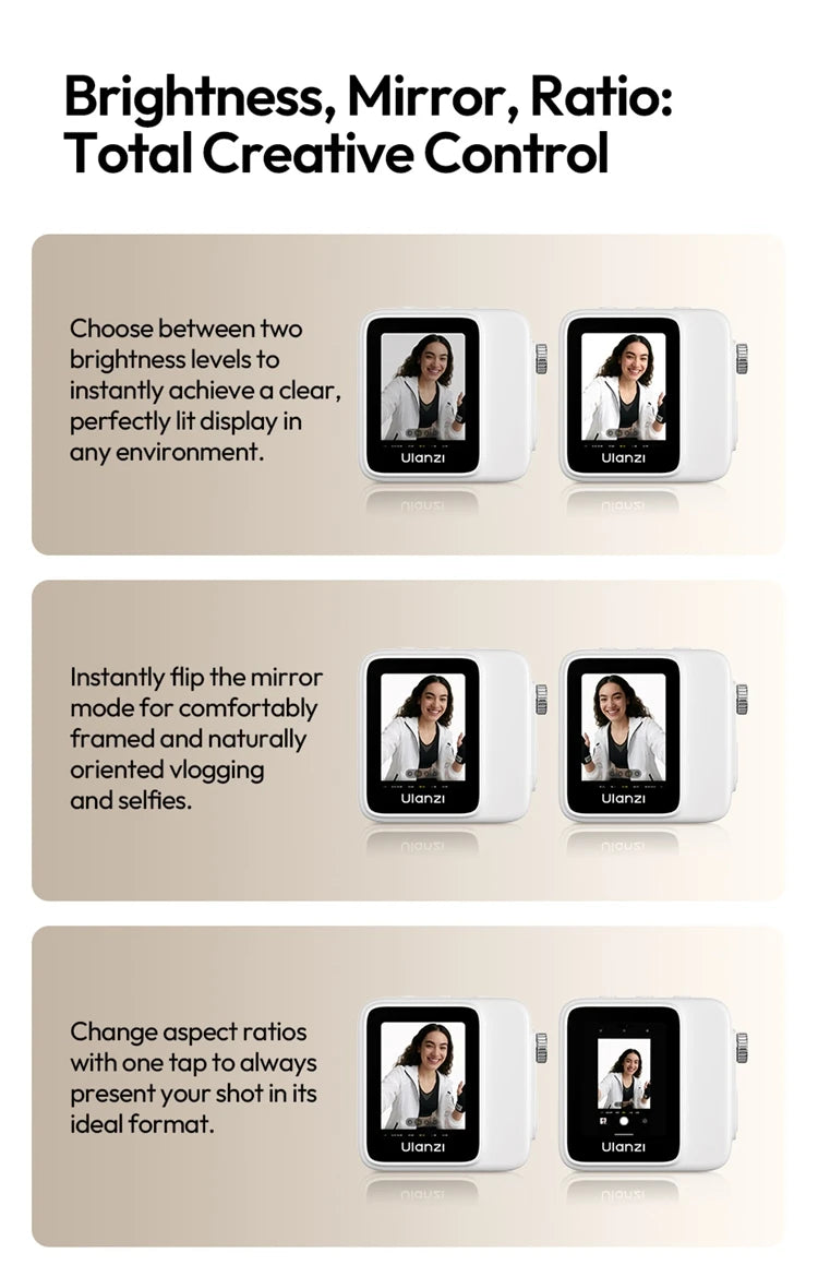 Ulanzi VM02 Selfie Screen Monitor Phone Magnetic Wireless Video For  iPhone Series Sync Rear Camera Android Vloging Tool Kit