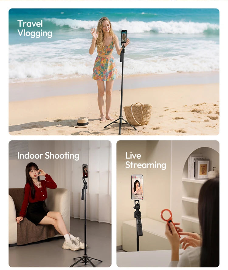 Ulanzi Magnetic Auto-Tracking Selfie Stick Tripod Compact Foldable Control Al-Powered Focus 360°Auto Smart Face Tracking