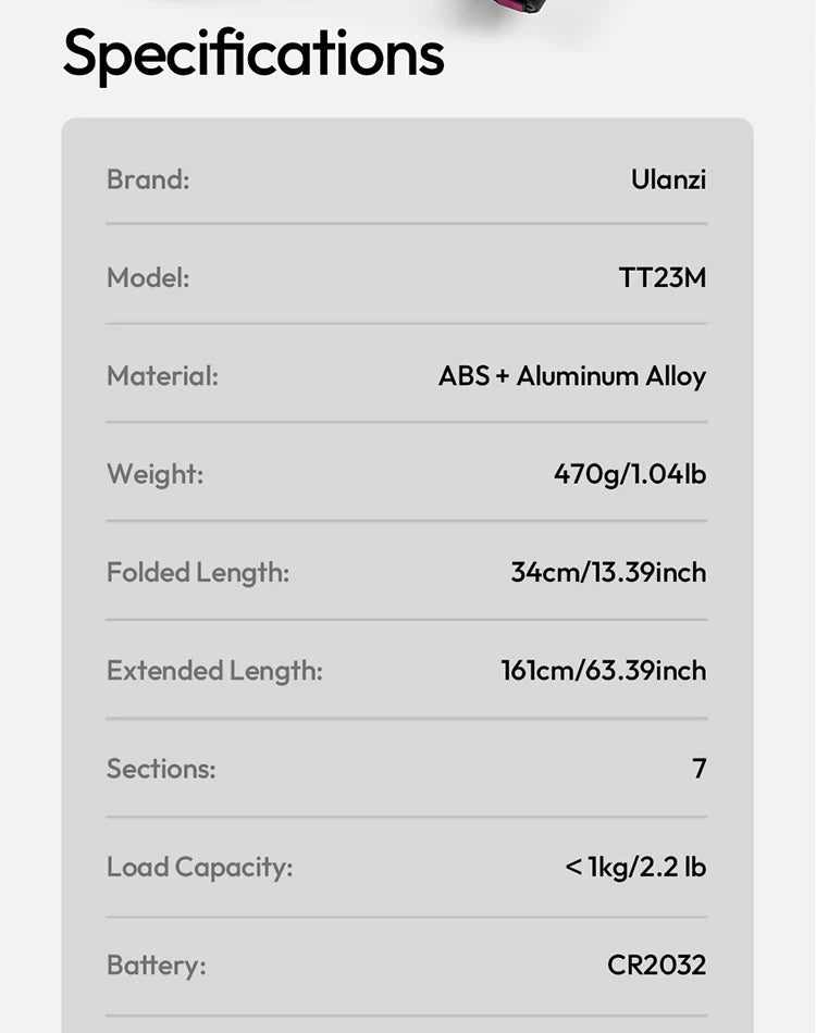 Ulanzi Magnetic Auto-Tracking Selfie Stick Tripod Compact Foldable Control Al-Powered Focus 360°Auto Smart Face Tracking