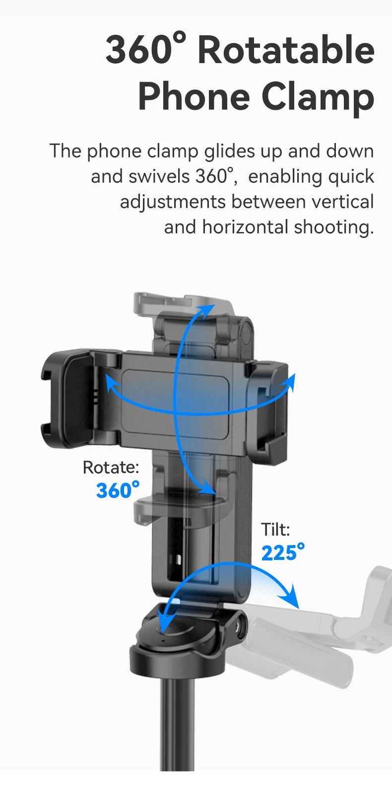 ULANZI JJ02 Selfie Stick Tripod Extendable Grip Phone Tripod with Detachable Remote 2 Cold Shoe Pocket Size Mini Phone Stand
