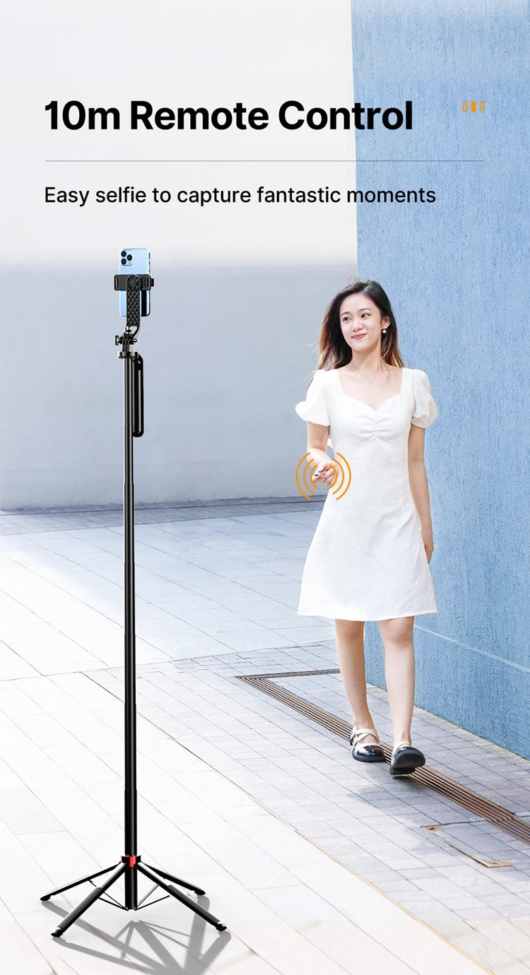 Ulanzi MA09 1.8m Selfie Stick Tripod for iPhone 16 15 Android Phone with Remote Control Panoramic Ball head Holder U200 VL49 Kit