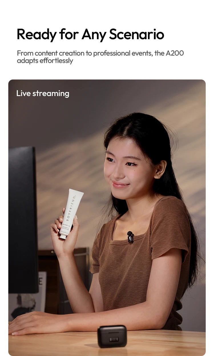 Ulanzi J12 Wireless Lavalier Microphone Audio Video Recording Mini Mic Plug Play For Smartphone Android iPhone Live Broadcast