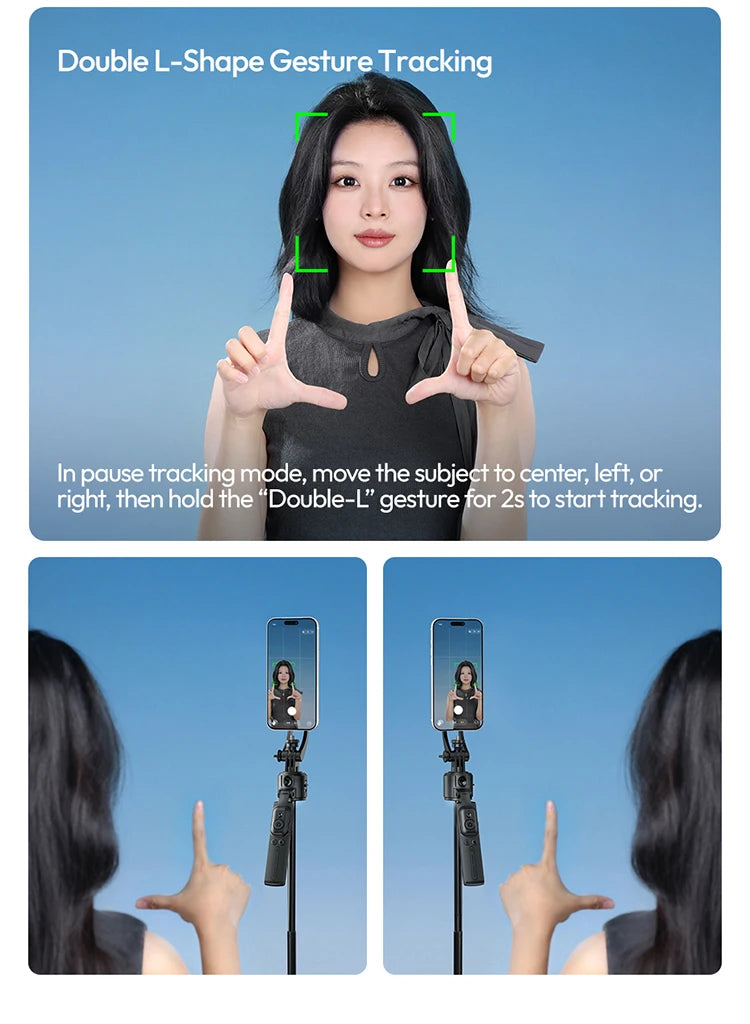 Ulanzi Magnetic Auto-Tracking Selfie Stick Tripod Compact Foldable Control Al-Powered Focus 360°Auto Smart Face Tracking
