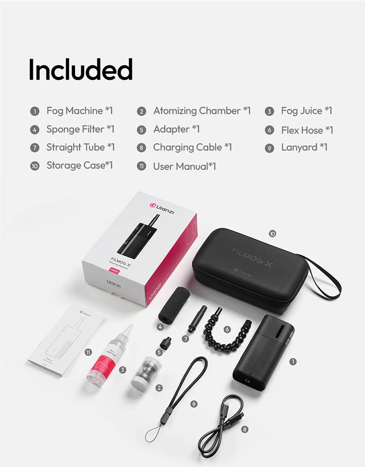 ULANZI FM02 Portable Fog Machine 30W Battery Powered Portable Smoke Machine Handheld Fog Machine Fogger Camera Accessories