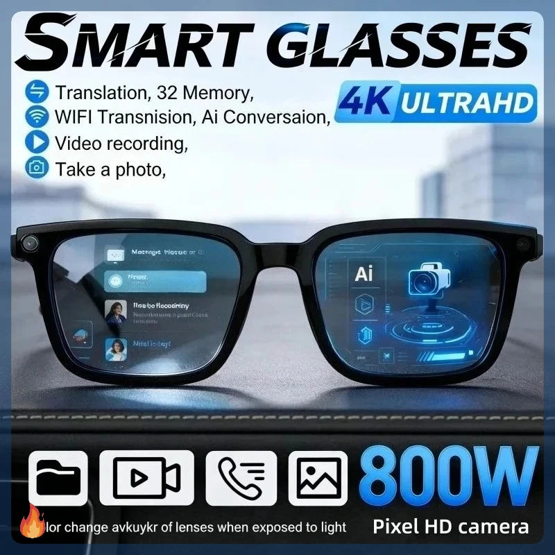 AI Smart Glasses  8MP HD Camera 4K Shooting