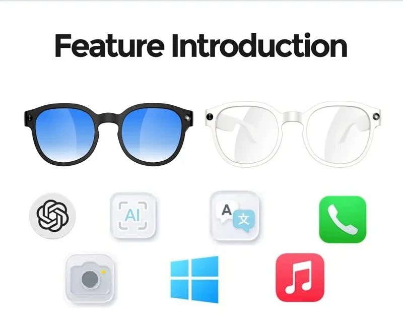 AI Smart Glasses  8MP HD Camera 4K Shooting