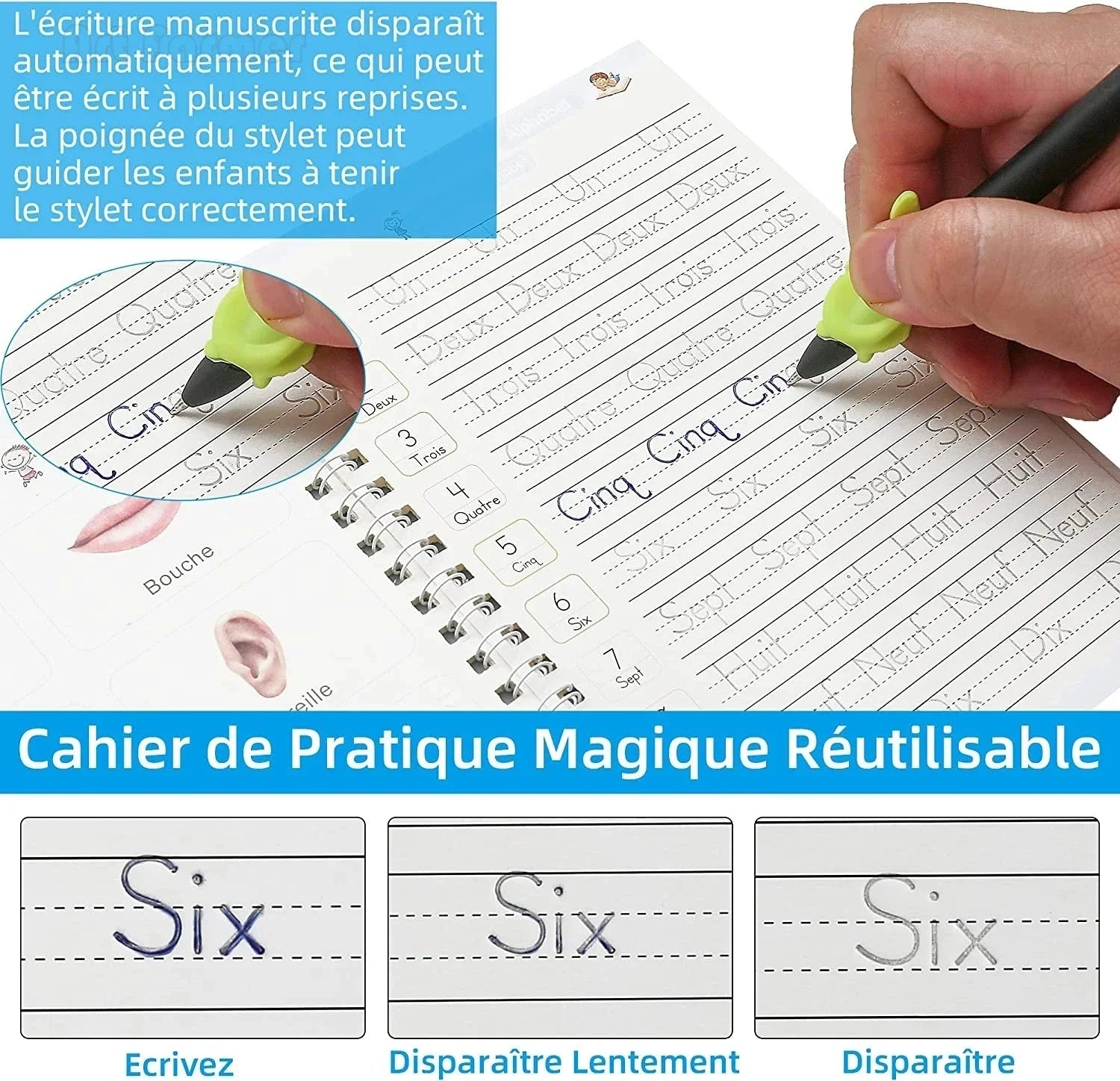 4 French Calligraphy Practice Sets, Alphabet And Number Workbook, French Beginner Activity Copybook
