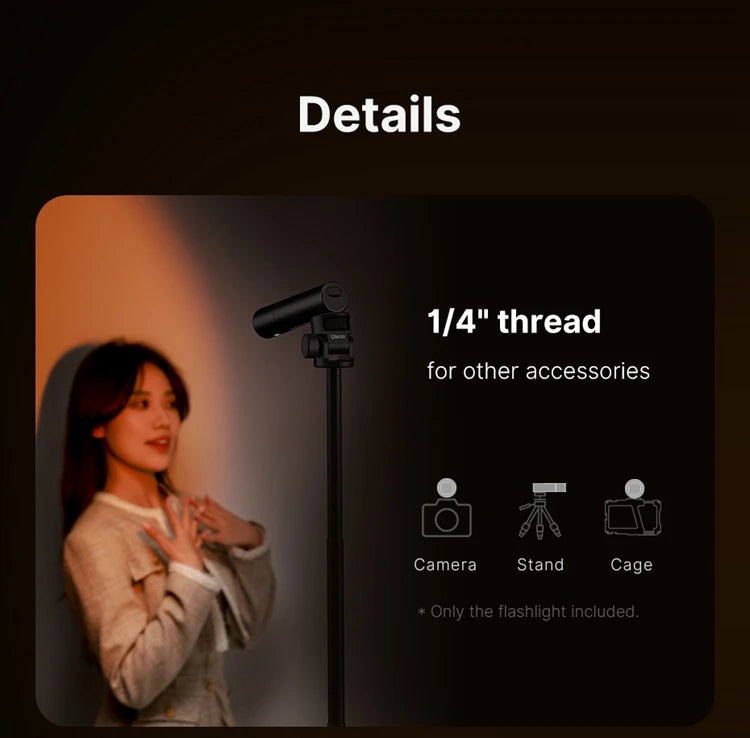 Ulanzi LM07 LED Videography Flashlight Fill Light Creative Multicolor Spotlight Zoom Portrait Atmosphere Photography Sunset Lamp