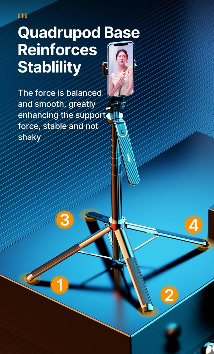 Ulanzi MA09 1.8m Selfie Stick Tripod for iPhone 16 15 Android Phone with Remote Control Panoramic Ball head Holder U200 VL49 Kit