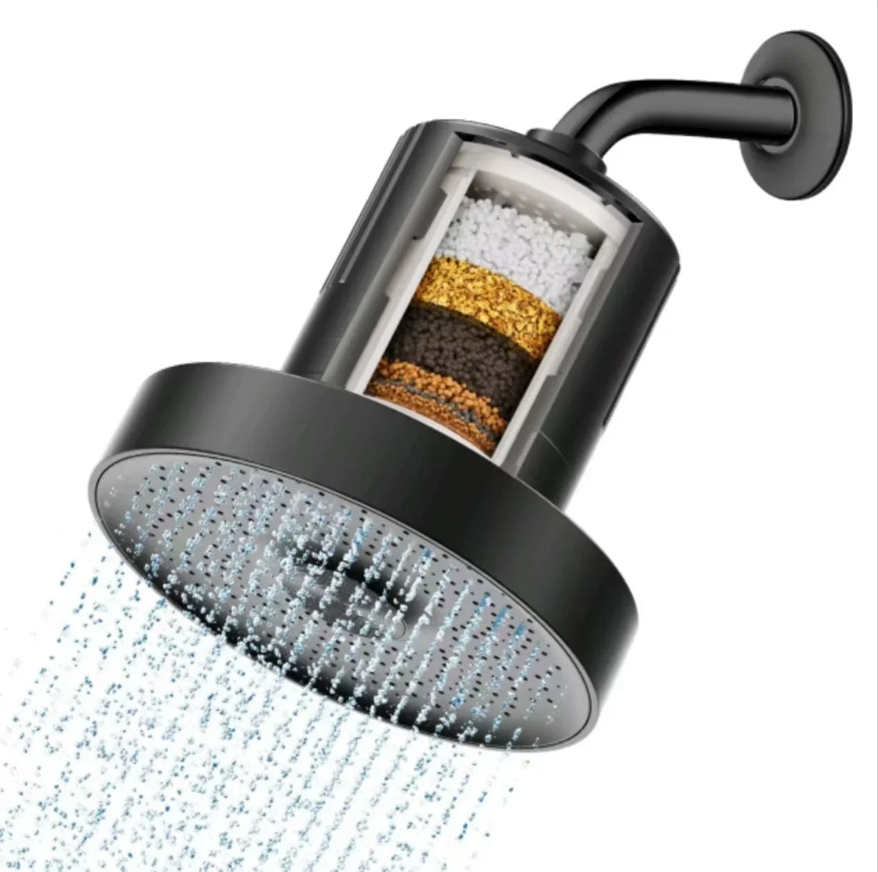 Chlorine-Free Refreshing Daily Showers shower head with filtration system reducing impurities.