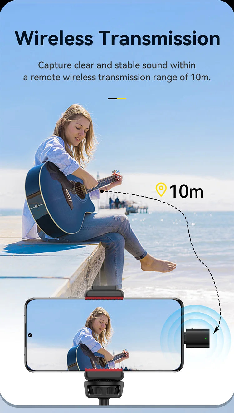 Ulanzi WM-10 Wireles Lavalier Microphone 1 to 1 Mic USB C for Android iPhone with Windproof Sponge For Live Streaming Recording